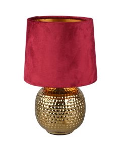 Trio Sophia R50821010 goud kleurige tafellamp met rood fluwelen kap