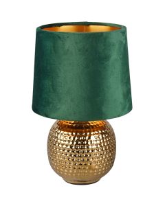 Trio Sophia R50821015 goud kleurige tafellamp met kap van groen fluweel