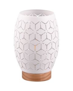 Trio Bidar R51571031 mat witte tafellamp met houten voet