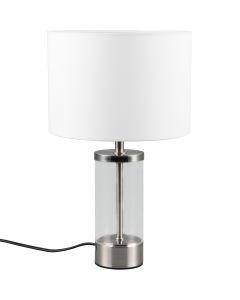 Reality Grazia R51711007 staal met helder glazen tafellamp met witte kap