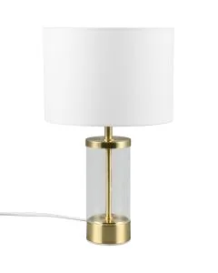 Reality Grazia R51711008 mat messing tafellamp met glas en witte kap