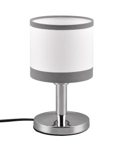 Trio Davos R59551006 chromen tafellamp met wit kapje van textiel