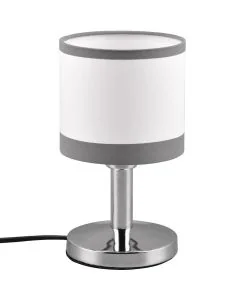 Trio Davos R59551006 chromen tafellamp met wit kapje van textiel