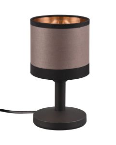 Trio Davos R59551041 zwarte tafellamp met taupe textiel